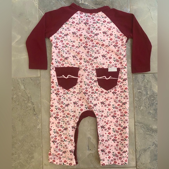 7 For All Mankind Long Sleeve Flower Romper 6-9m - Picture 2 of 7
